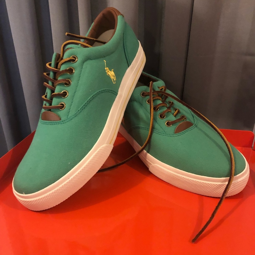 Polo Ralph Lauren Men’s green canvas shoes, sz 11